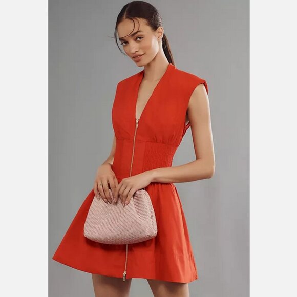 Anthropologie Dresses & Skirts - Anthropologie The Tommie Zip Front Mini Shirt Dress Red Size XL NWT